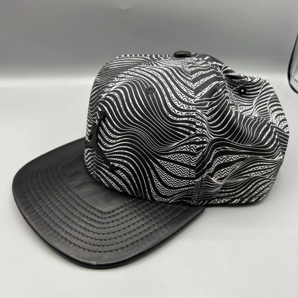 Air Jordan Hat Men Black Wave Pattern‎ Embroidered Logo Jumpman Snap Back Cap